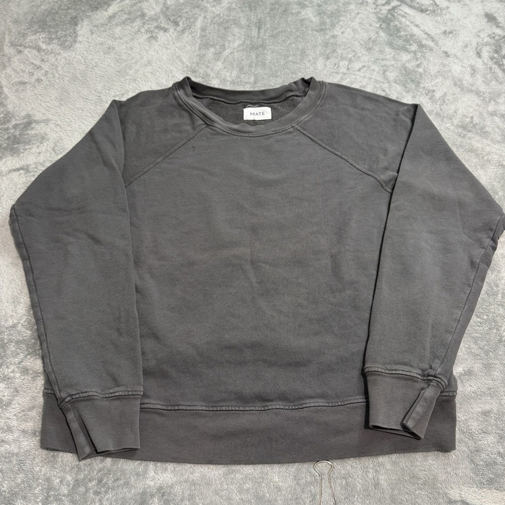 Mate The Label Size Small Gray Organic Cotton Sweater Lounge Casual Crew Neck